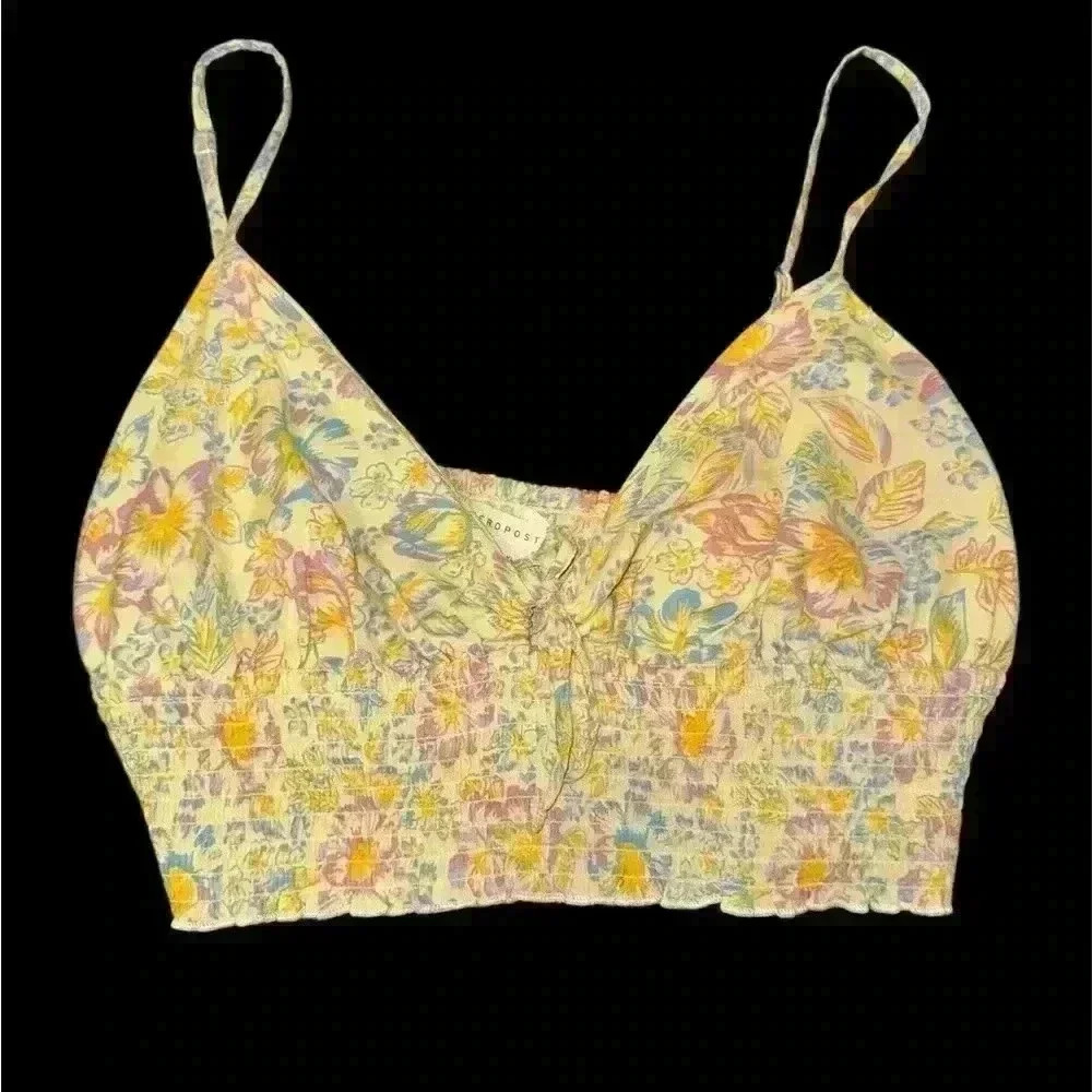 Aeropostale Yellow Floral Crop Top